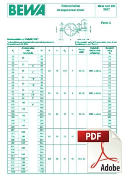 Rohrschellen mit abgerundeten Enden - Form C